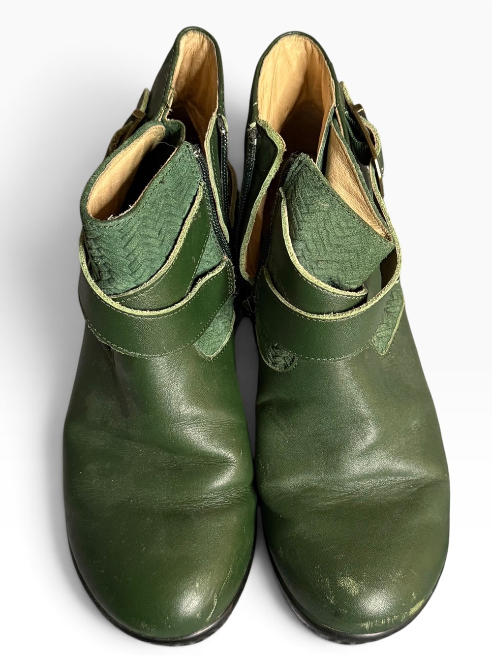 Alegria Eva Evergreen Leather Ankle Boots